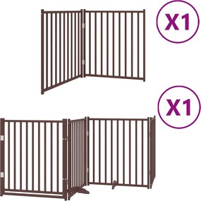 vidaXL barna nyárfa 6 paneles összecsukható kutyakapu ajtóval 480 cm