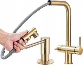 Konyhai csaptelep arany háromutas Nero szűrő adagoló kifolyócső Ww