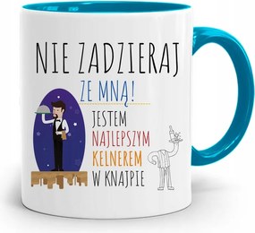 Pincérnek Kék Bögre Ne Szórakozz Velem fényképes nyomattal