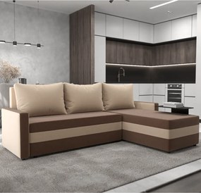 Univerzális ülőgarnitúra, barna/bézs, PAULITA NEW