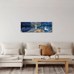 Szarvas képe teliholdkor (órával) (90x30 cm)