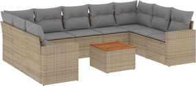 vidaXL 10 részes vegyes bézs polyrattan kerti ülőgarnitúra párnákkal