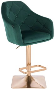 HR831KW Sötétzöld modern velúr szék arany lábbal