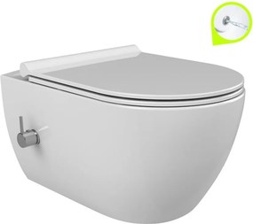 CeraStyle CITY fali WC - MATT FEHÉR- BEÉPÍTETT bidé funkcióval -rimless -perem nélküli - 53 cm
