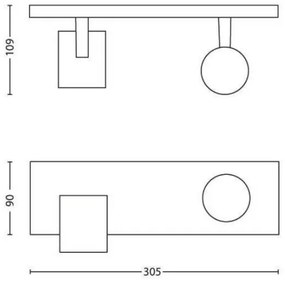 Philips - Spotlámpa RUNNER 2xGU10/20W/230V fekete