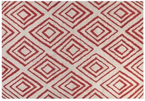 Törtfehér és piros pamutszőnyeg 160 x 230 cm HASKOY Beliani