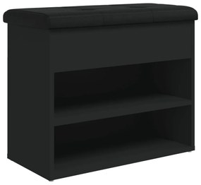 fekete szerelt fa cipőtároló pad 62 x 32 x 50 cm