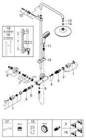 GROHE 27922001 - TEMPESTA COSMOPOLITAN 210 zuhanyrendszer, fényes króm