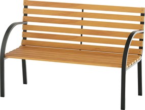 Outsunny 2-Fős Fa Kerti Pad 122x60x83 cm Háttámlával és Karfákkal, Teherbírás 220 kg, Természetes és Fekete Szín | Aosom