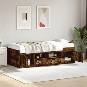 füstös tölgy kanapéágy fiókkal matrac nélkül 90x190 cm