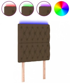 sötétbarna szövet LED-es fejtámla 80x7x118/128 cm