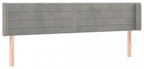 világosszürke bársony LED-es fejtámla 203 x 16 x 78/88 cm