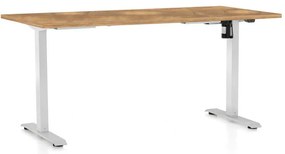 OfficeTech A állítható magasságú asztal, 160 x 80 cm, fehér alap, arany tölgy