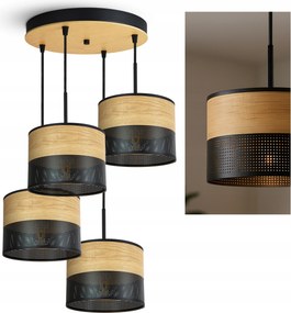 Mennyezeti lámpa függeszték csillár fekete fa 497-EZ4 asztal felett Loft Led