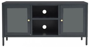 antracitszürke acél és üveg TV-szekrény 105 x 35 x 52 cm