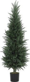 HOMCOM Nagy Mesterséges Ciprus 120 cm Mesterséges Növény, Mesterséges Növények Cserépben, UV-álló Mesterséges Ciprus Fa Dekoráció a Nappaliba, Hálószo
