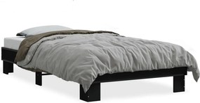 vidaXL fekete szerelt fa és fém ágykeret 75 x 190 cm