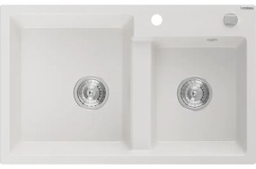 Mexen Tomas, gránit mosogató 800x500x190 mm, 2 kamrás, fehér, 6516802000-20