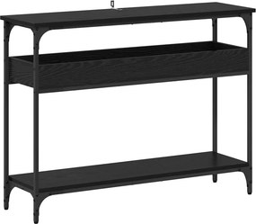 vidaXL Konzolasztal polcokkal Musta tammi 100 x 29 x 75 cm Faanyag