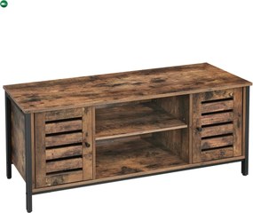 TV szekrény polcokkal és két ajtóval, rusztikus barna 110x40x50cm