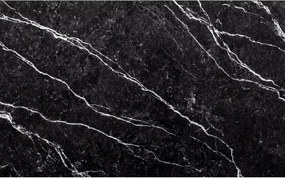 AKCIÓ Fekete étkezőasztal RAMOD 100x60 cm, márvány dekor, II. osztály