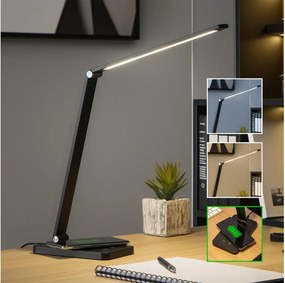 Brilagi - LED érintéses asztali lámpa, dimmelhető, vezeték nélküli QI töltéssel, LED/7W/5V, 3000/4000/6000K, fekete