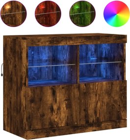 vidaXL füstös tölgy színű tálalószekrény LED-ekkel 81 x 37 x 67 cm