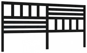 fekete tömör fenyőfa ágyfejtámla 206 x 4 x 100 cm