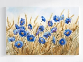 Poszter Akvarell Falu Mező Gabona Búzavirág 120x80