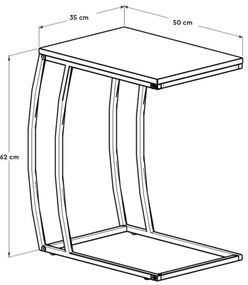 Kisasztal 65x35 cm fekete