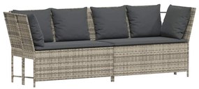 világosszürke polyrattan kerti kanapé párnával