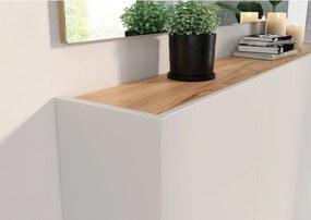 Krémszínű szekrény tölgyfa dekorral 138x87x25 cm Libbiano – Germania