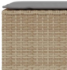 bézs polyrattan kerti pad párnával 110x30x40,5 cm