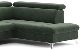 CATANIA jobbos zöld U-alakú sarokkanapé tárolóval, ággyá nyitható