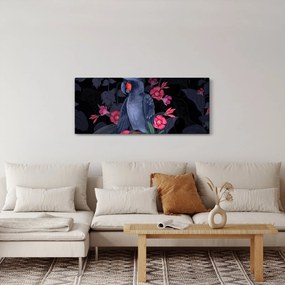 Kép - papagáj a virágok között (120x50 cm)