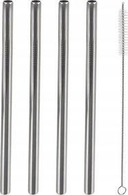 4x Acél Italszívószálak egyenes csövek többfunkciós tisztító kefével