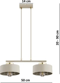 Brilagi - Kábeles csillár SPRING 2xE27/60W/230V bézs/arany