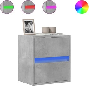 vidaXL betonszürke falra szerelhető TV-szekrény LED-del 41x31x45 cm