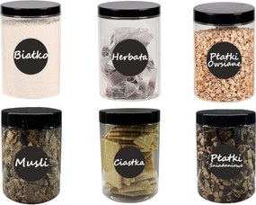 Befőttes üvegek ételtárolók tészta fűszerek 1000ml 6 db matricák