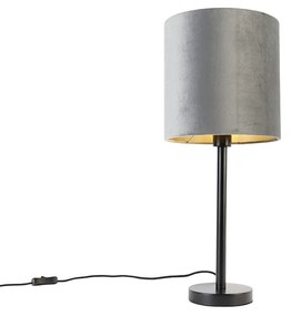 Modern asztali lámpa fekete szürke árnyékolóval 25 cm - Simplo