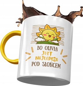 Sárga Bögre Olivia Barátnő Feleség Ajándék Nyomtatott Fotóval