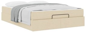 Ágykeret tárolóval Krém 160 x 200 cm szövet