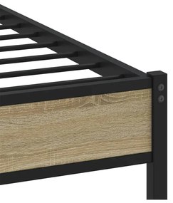 sonoma tölgy színű szerelt fa ágykeret matrac nélkül 80x200 cm