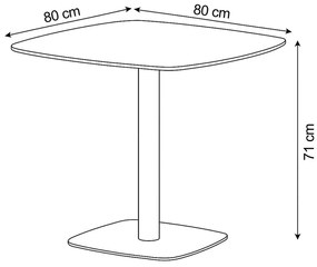 Étkezőasztal/Bisztróasztal Fehér Színben, MDF asztallap, fehér fém talp és asztalbázis