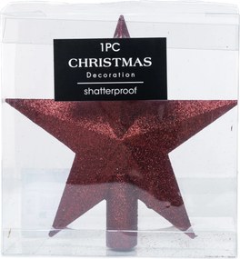 Bordó glitteres csúcsdísz csillag 19 cm