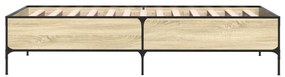 sonoma tölgyszínű szerelt fa és fém ágykeret 90 x 200 cm