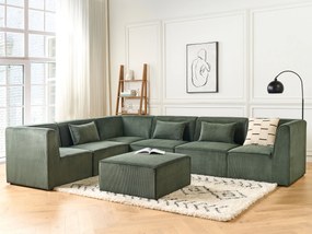 Sötétzöld kordbársony ottomán 83 x 41 cm LEMVIG Beliani