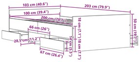 Ágykeret matrac nélkül Fekete tölgy 100x200 cm Rétegelt fa