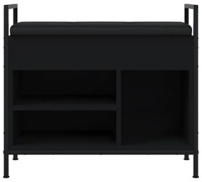 fekete szerelt fa cipőtároló pad 65,5 x 32 x 57,5 cm