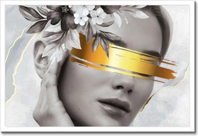 Poszter fehér keretben 60x40 Női portré arany karszalag